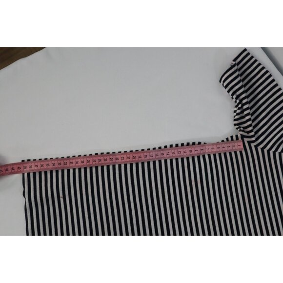 Jones New York Sport Black & White Striped Button‎ Henley Shirt Small - Picture 9 of 10